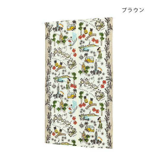 ハワイアンデザイン のれん ルームカーテン 布製仕切り オアフ島マップ