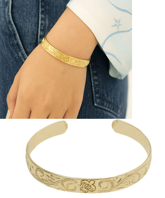 HAWAIIAN BANGLE　HONU SCROLL　GOLD