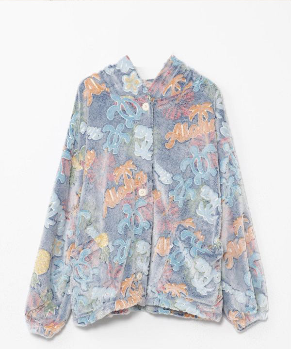 ハワイアンデザイン ルームウェア もこもこカーディガン