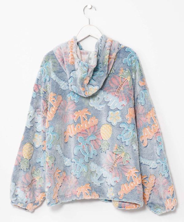 ハワイアンデザイン ルームウェア もこもこカーディガン