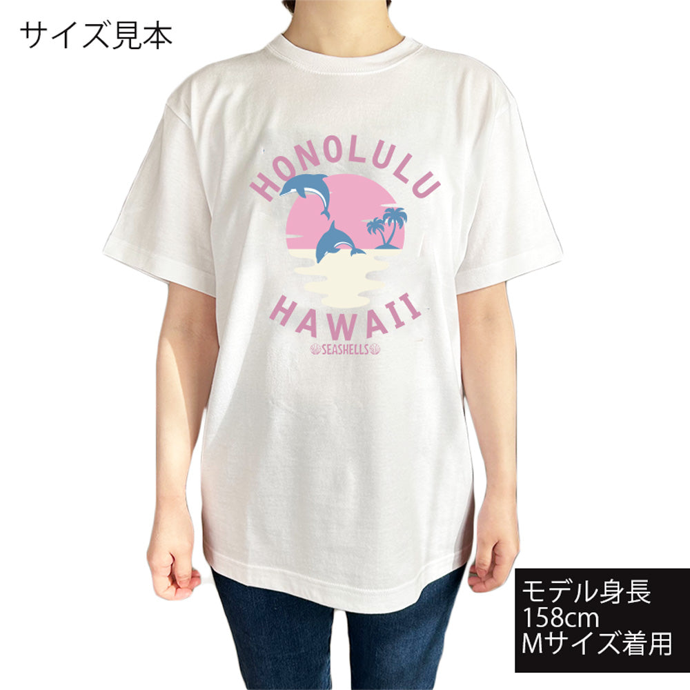 ハワイアンデザインTシャツ DOLPHIN　WH　ユニセックスサイズ