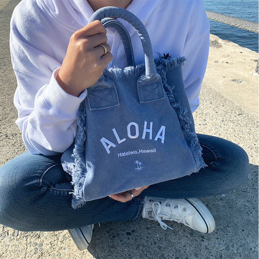 ALOHA FRINGE TOTE BAG　BLUE