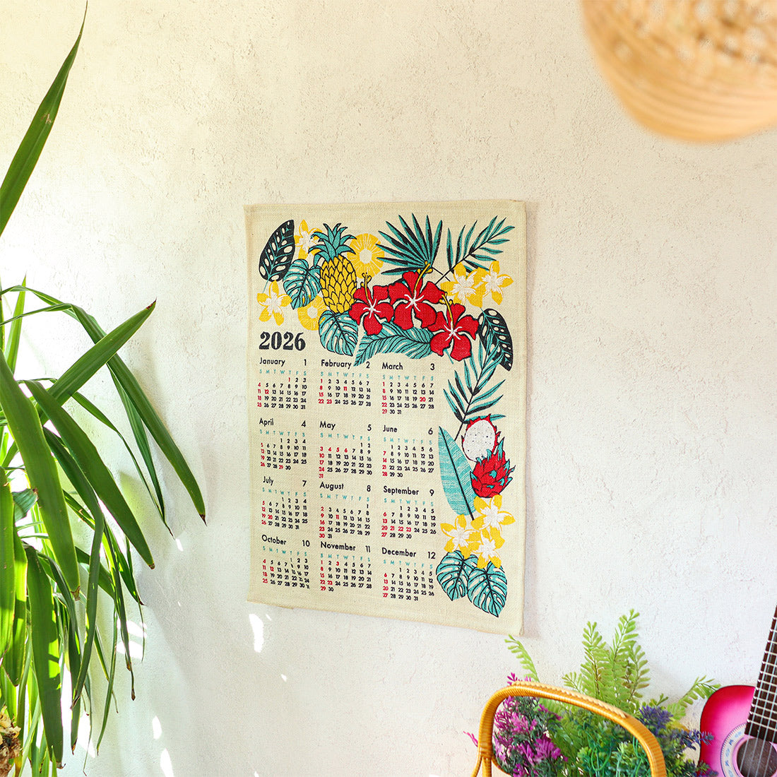 ハワイアンカレンダー2026 ジュート おしゃれ