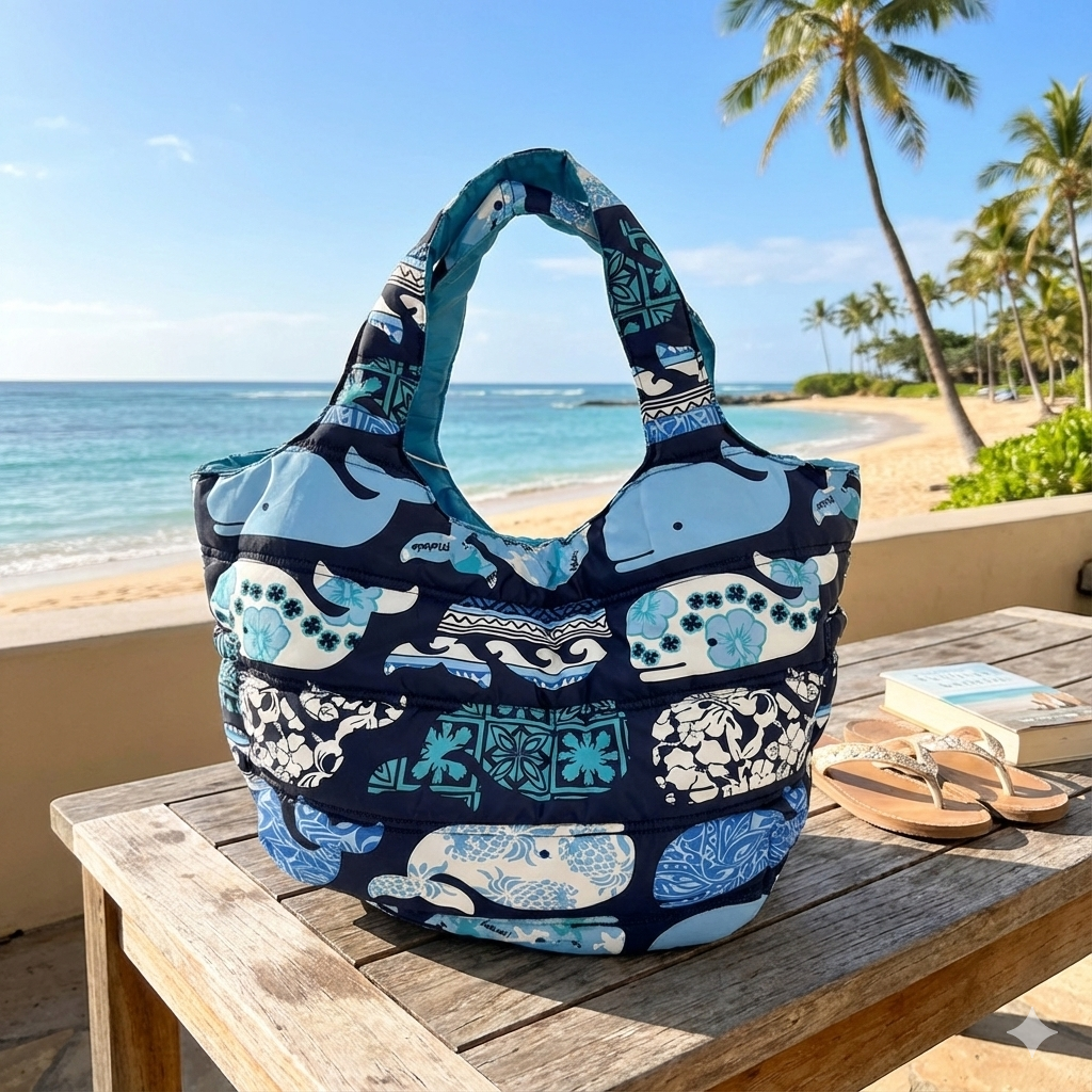 HAWAIIAN QUILT PRINT BAG　WHALE