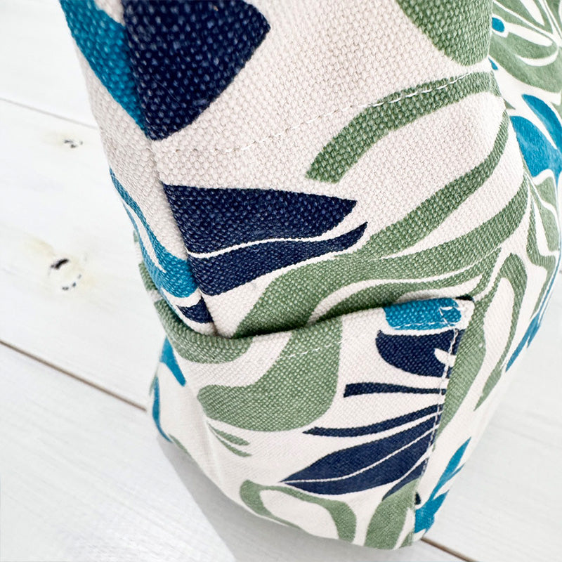 ハワイアン柄キャンバス地ミニトートバッグ サイドポケット・内ポケット付き