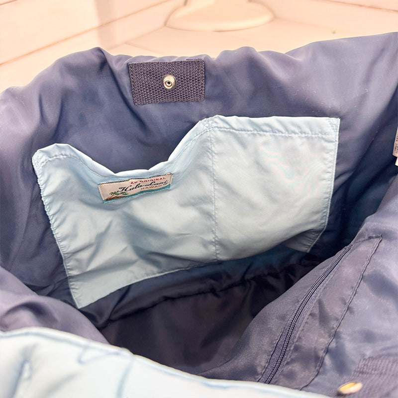 中綿キルティング刺繍トートバッグ サイドポケット・内ポケット付き