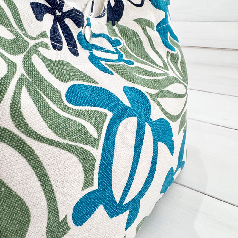 ハワイアン柄キャンバス地ミニトートバッグ サイドポケット・内ポケット付き