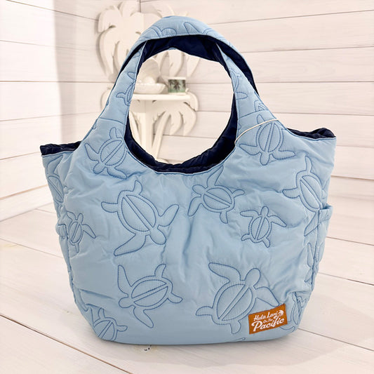 中綿キルティング刺繍トートバッグ サイドポケット・内ポケット付き