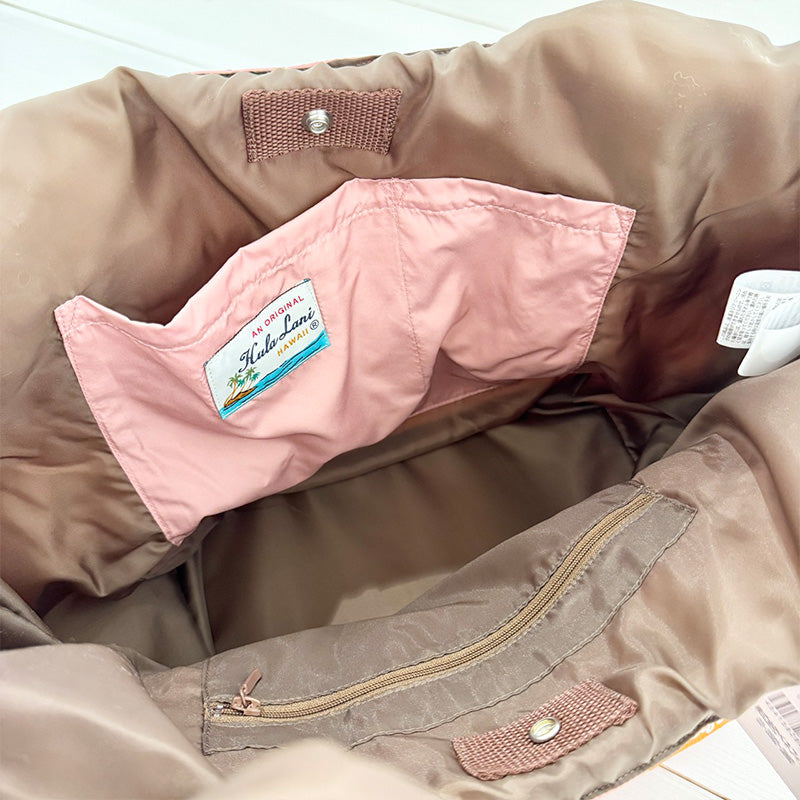 中綿キルティング刺繍トートバッグ サイドポケット・内ポケット付き