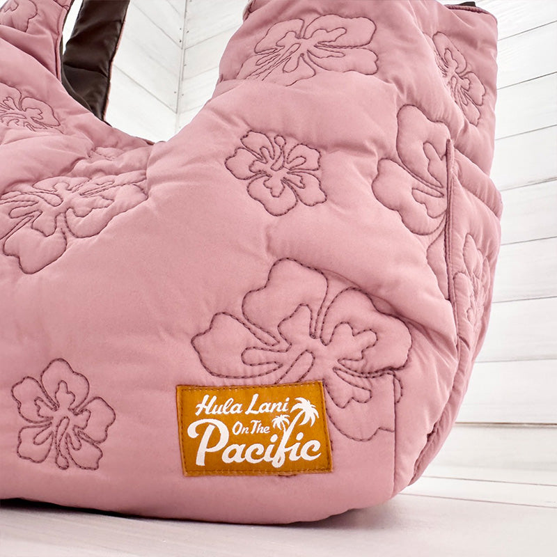 中綿キルティング刺繍トートバッグ サイドポケット・内ポケット付き