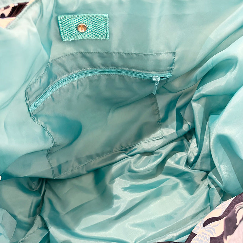 中綿プリントキルティングトートバッグ 内ポケット付き