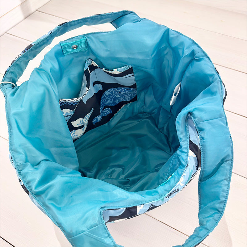 中綿プリントキルティングトートバッグ 内ポケット付き