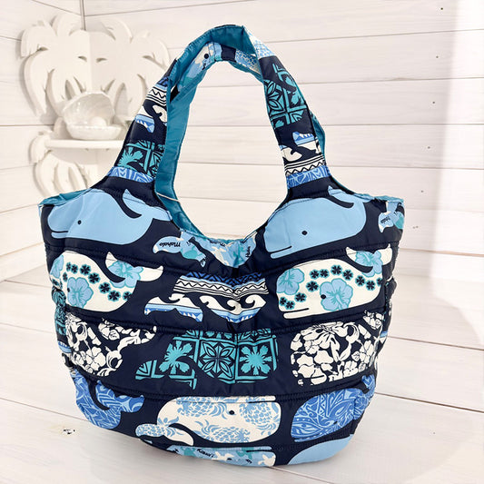 中綿プリントキルティングトートバッグ 内ポケット付き