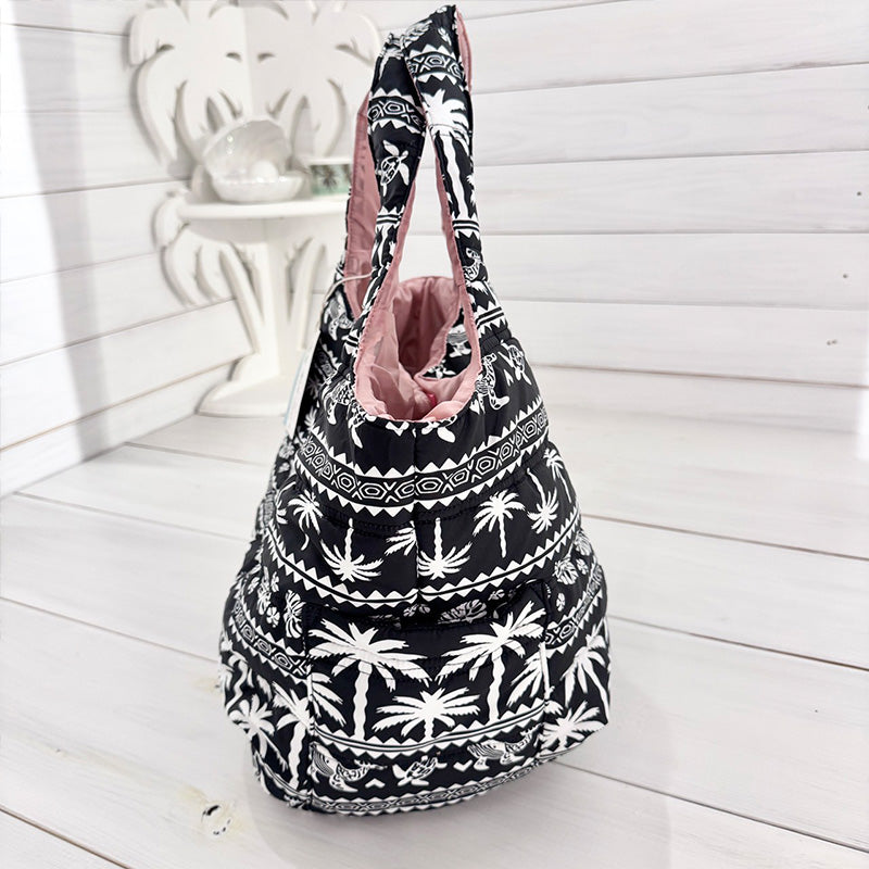 中綿プリントキルティングトートバッグ 内ポケット付き