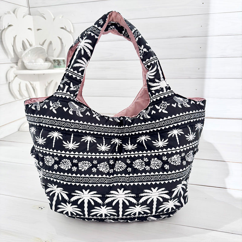 中綿プリントキルティングトートバッグ 内ポケット付き