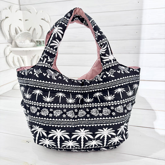 中綿プリントキルティングトートバッグ 内ポケット付き