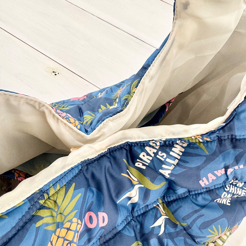 中綿プリントキルティングトートバッグ 内ポケット付き