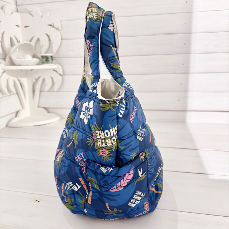 中綿プリントキルティングトートバッグ 内ポケット付き