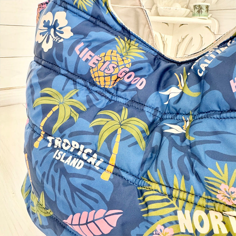 中綿プリントキルティングトートバッグ 内ポケット付き