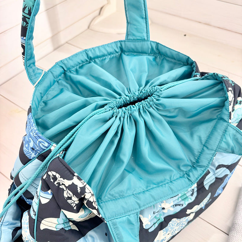 ハワイアン柄の中綿キルティング大容量トートバッグ