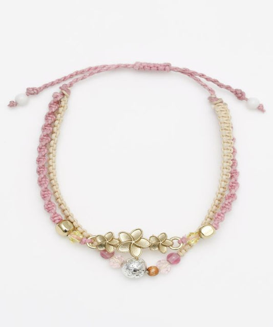 HAWAIIAN BRACELET PLUMERIA STONE　PINK