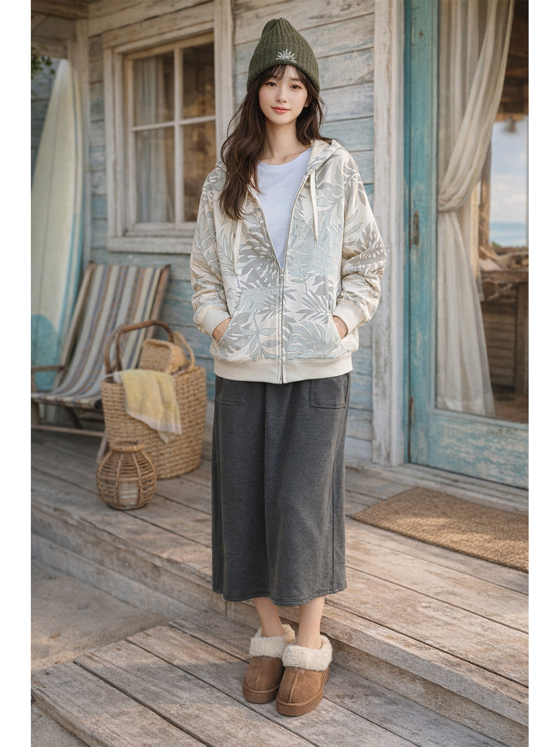 ハワイアンデザインパーカー ジップパーカー