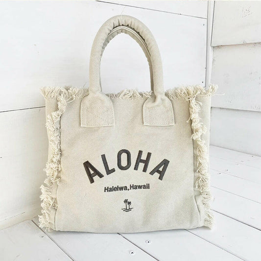 ALOHA FRINGE TOTE BAG　IVORY.