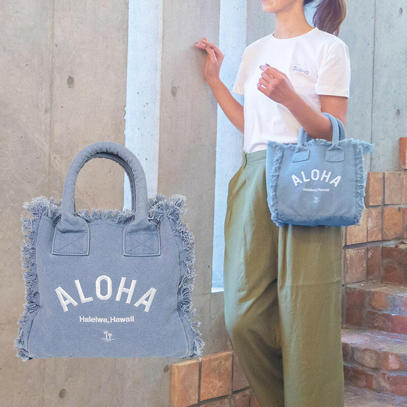 ALOHA FRINGE TOTE BAG　BLUE.