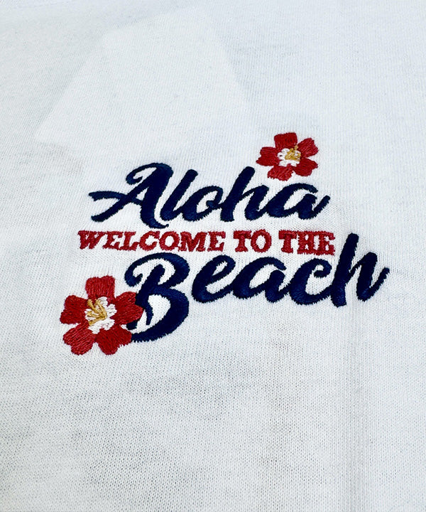 ハワイ アロハ Welcome to the Beach ティキ デザイン 半袖Tシャツ ホワイト ハワイアンTシャツ