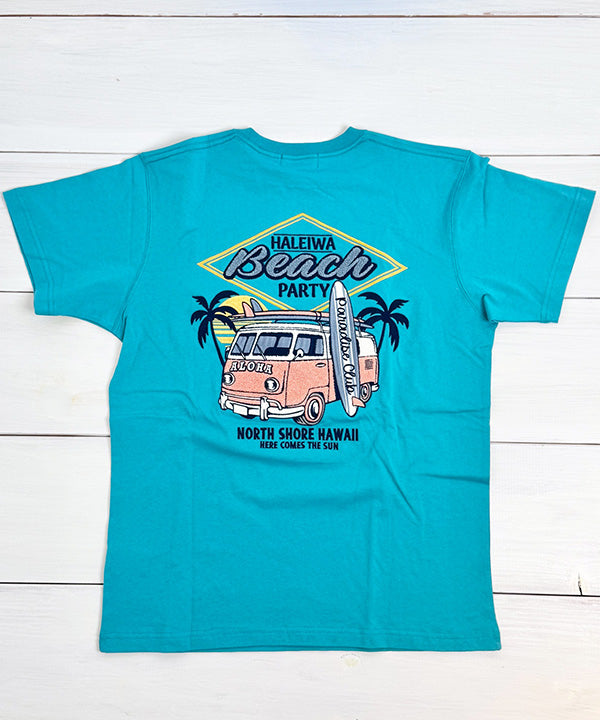 ハワイ ハレイワビーチ ワーゲンバス デザイン 半袖Tシャツ ノースショア ハワイアンTシャツ