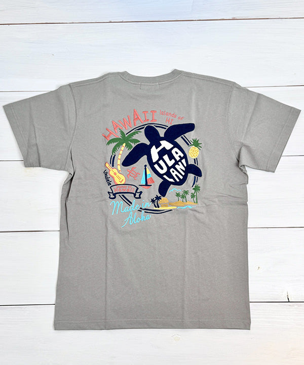 ハワイ ウミガメ ホヌ デザイン 半袖Tシャツ ホワイト フララニ ハワイアンTシャツ