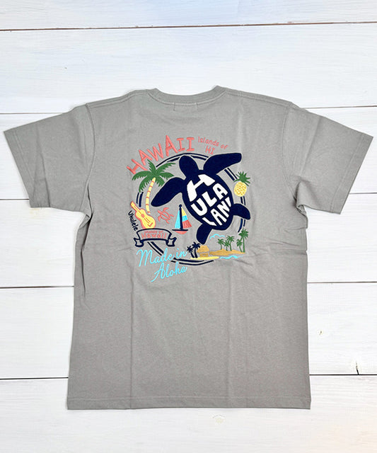 ハワイ ウミガメ ホヌ デザイン 半袖Tシャツ ホワイト フララニ ハワイアンTシャツ