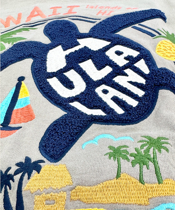 ハワイ ウミガメ ホヌ デザイン 半袖Tシャツ ホワイト フララニ ハワイアンTシャツ