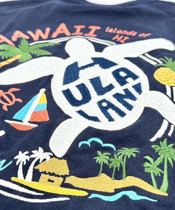 ハワイ ウミガメ ホヌ デザイン 半袖Tシャツ ホワイト フララニ ハワイアンTシャツ