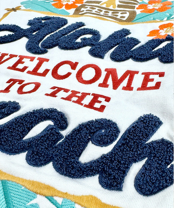 ハワイ アロハ Welcome to the Beach ティキ デザイン 半袖Tシャツ ホワイト ハワイアンTシャツ