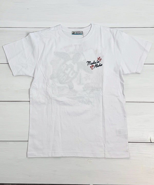 ハワイ ウミガメ ホヌ デザイン 半袖Tシャツ ホワイト フララニ ハワイアンTシャツ