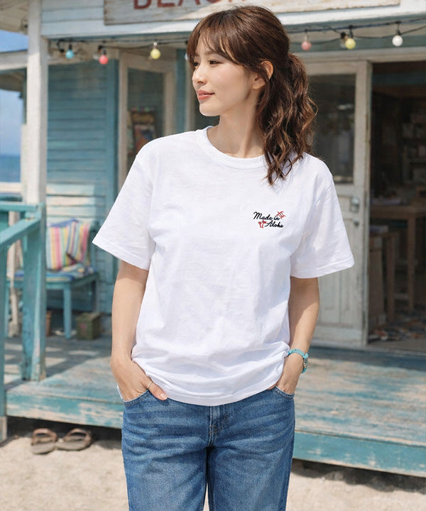 ハワイ ウミガメ ホヌ デザイン 半袖Tシャツ ホワイト フララニ ハワイアンTシャツ