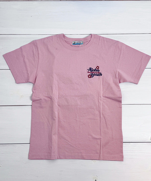 ハワイ アロハ Welcome to the Beach ティキ デザイン 半袖Tシャツ ホワイト ハワイアンTシャツ