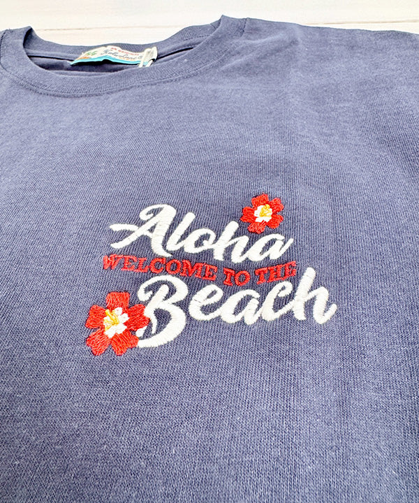 ハワイ アロハ Welcome to the Beach ティキ デザイン 半袖Tシャツ ホワイト ハワイアンTシャツ