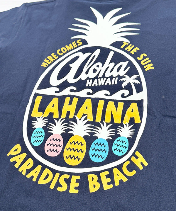 ハワイ ラハイナ パイナップルTシャツ ネイビー 綿100% サーフカジュアル