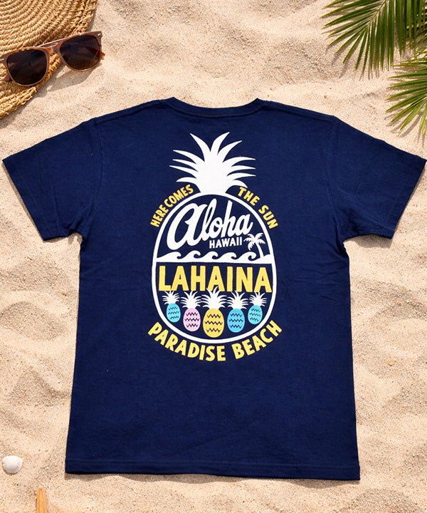 ハワイ ラハイナ パイナップルTシャツ ネイビー 綿100% サーフカジュアル
