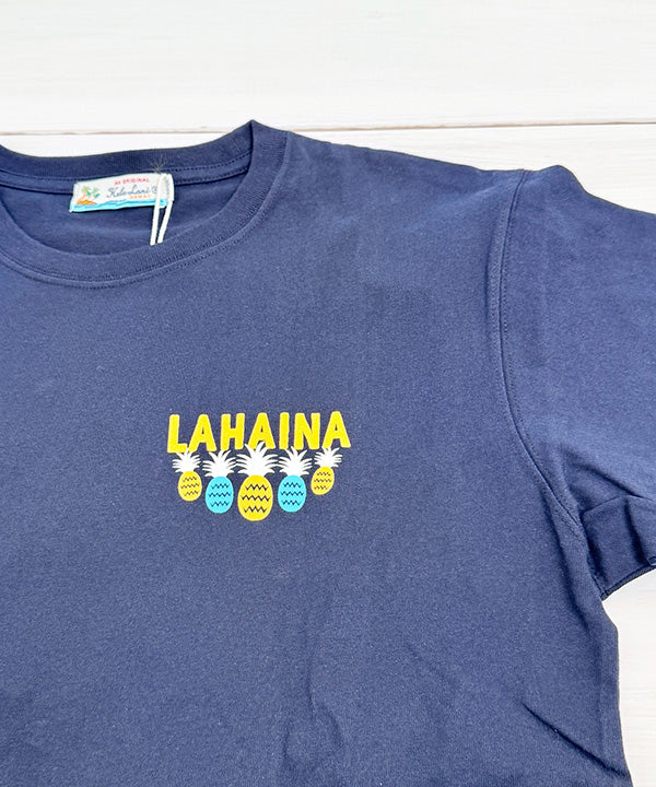ハワイ ラハイナ パイナップルTシャツ ネイビー 綿100% サーフカジュアル