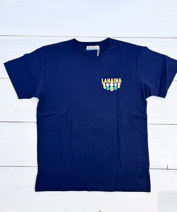 ハワイ ラハイナ パイナップルTシャツ ネイビー 綿100% サーフカジュアル
