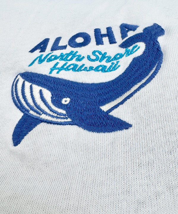 クジラ サガラ刺繍 ハワイアンTシャツ ワッペン刺繍ディテール