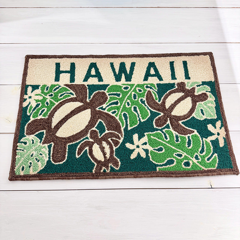 玄関マット ハワイ柄 パイルマット｜滑り止め ふかふか