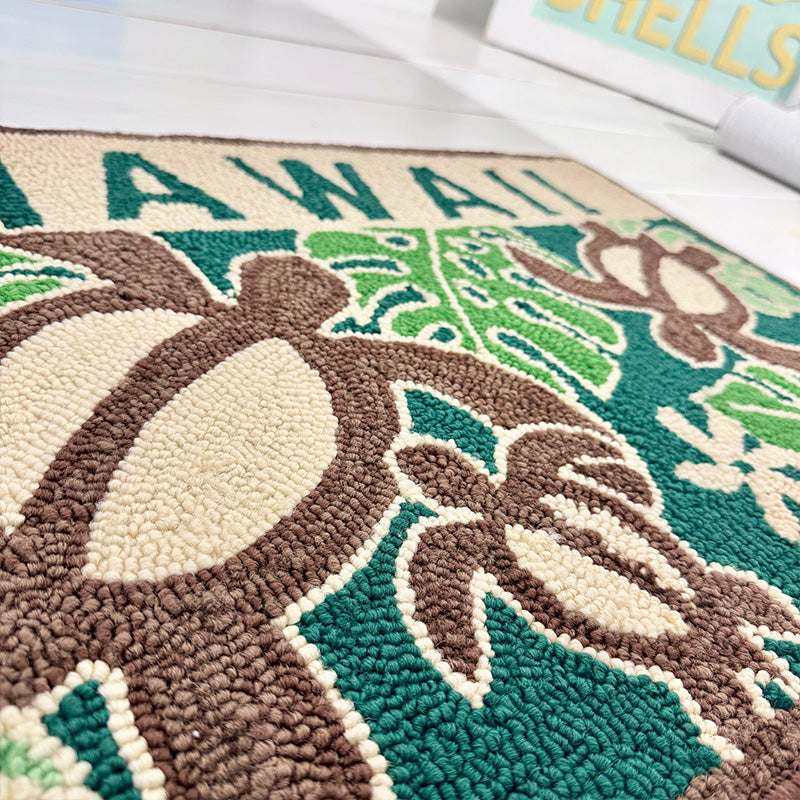 玄関マット ハワイ柄 パイルマット｜滑り止め ふかふか