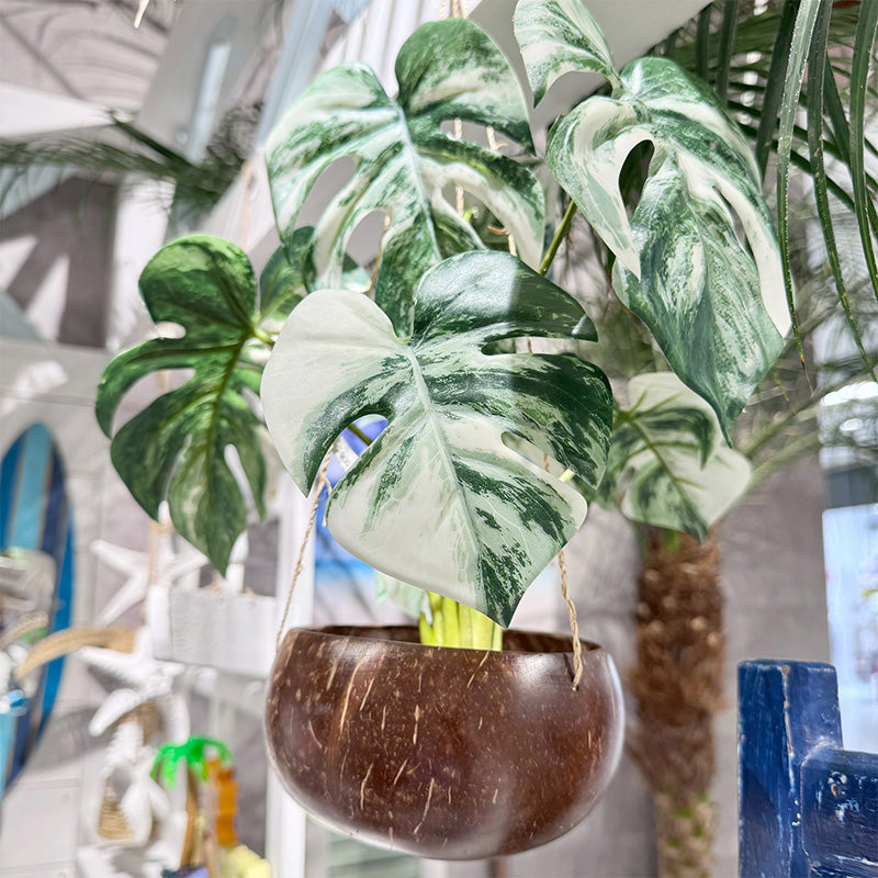 ハワイアン 斑入りモンステラ風フェイクグリーン 観葉植物 人工植物 リアルな葉 室内インテリア