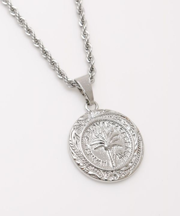 HAWAIIAN PALM COIN NECKLACE　SILVER