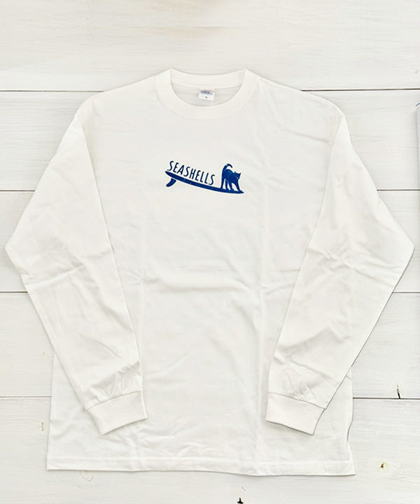 猫とサーフボードデザイン 長袖