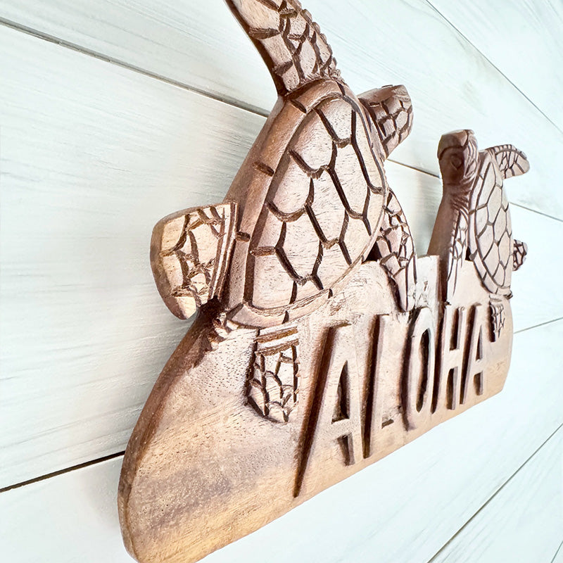 ハワイアン雑貨 木製 ALOHAサイン ホヌデザイン 壁掛け
